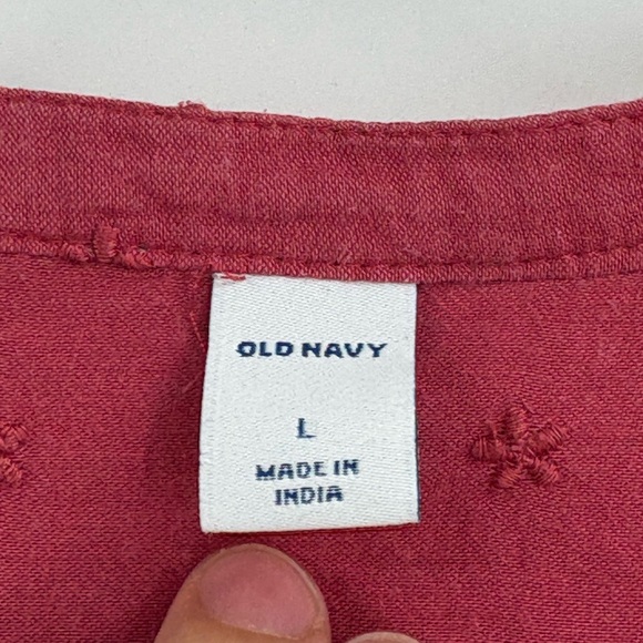 Old navy red oversized embroidered button front blouse long sleeve size large - Picture 2 of 14